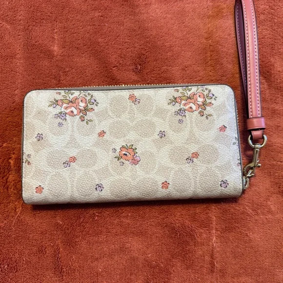 Coach Beige Floral Zip Wallet - Picture 2 of 3
